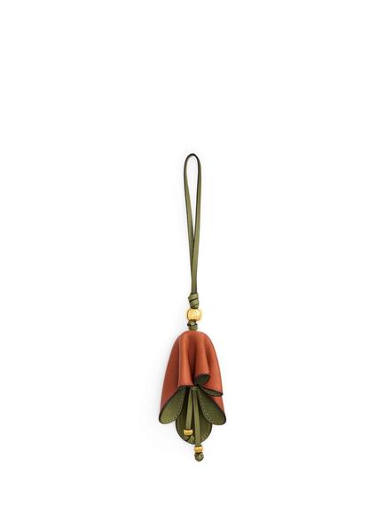 Ralph Lauren Leather Floral Bag Charm, Terracotta/Sage