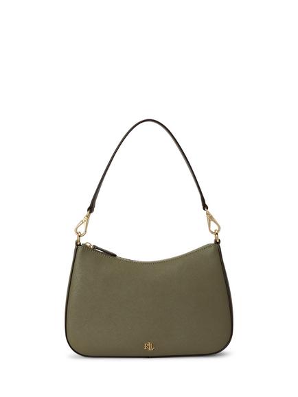 Lauren Ralph Lauren Danni 26 Crosshatch Leather Shoulder Bag, Sage Green