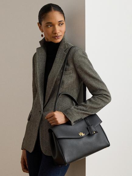 Lauren Ralph Lauren Farrah Leather Satchel Handbag - view 2, Black