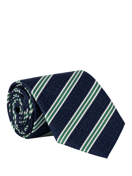 Richard James London City Stripe Silk Tie, Blue/Green - T0028, Blue/Green - T0028