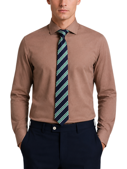 Richard James London City Stripe Silk Tie, Blue/Green - T0028 - view 2, Blue/Green - T0028