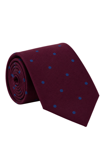 Richard James London Spot Silk Tie, Wine/Blue - T0020, Wine/Blue - T0020