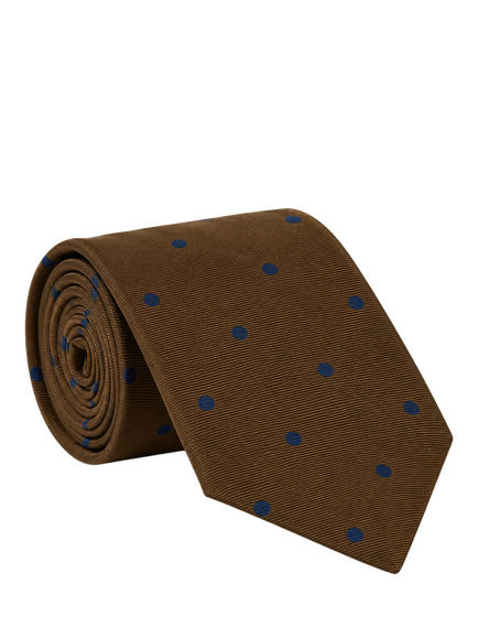 Richard James London Spot Silk Tie, Mustard, Mustard