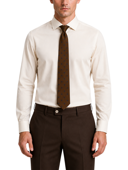 Richard James London Spot Silk Tie, Mustard - view 2, Mustard