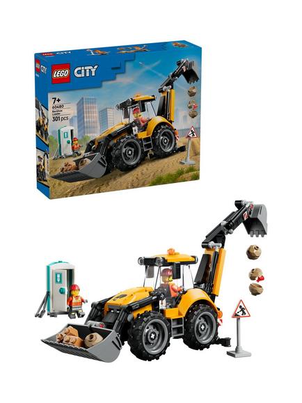 LEGO City 60480 Yellow Backhoe Loader Building Toy, Multi