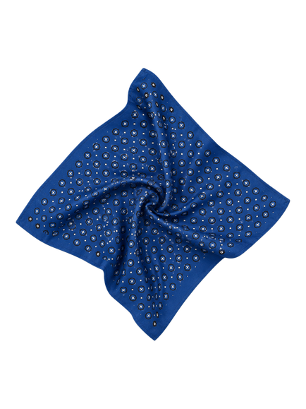 Richard James London Geometric Silk Pocket Square, Blue - view 2, Blue