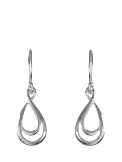Nina B Sterling Silver Double Loop Drop Earrings, Silver