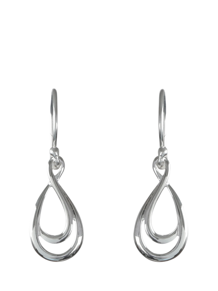 Nina B Sterling Silver Double Loop Drop Earrings, Silver