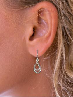 Nina B Sterling Silver Double Loop Drop Earrings - view 2, Silver