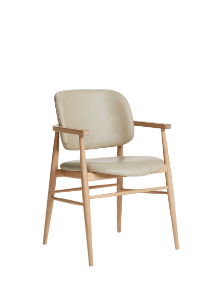 John Lewis OUTLET Frame Leather Office/Dining Chair, Like New, Natural/Oak, Oak