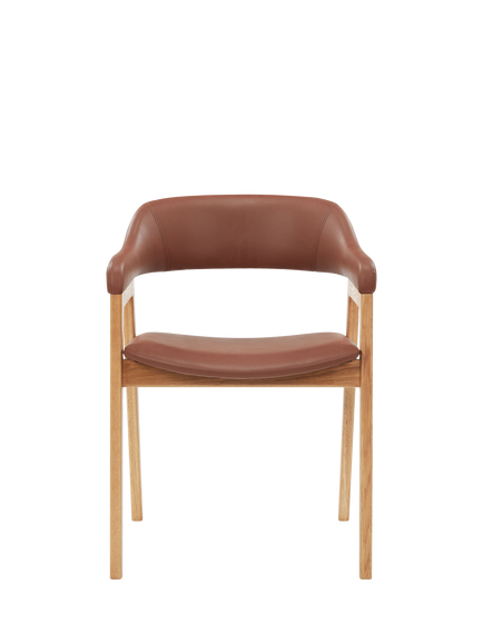 John Lewis OUTLET Santino Dining Arm Chair, Like New, Bianco Oil Oak, Cognac