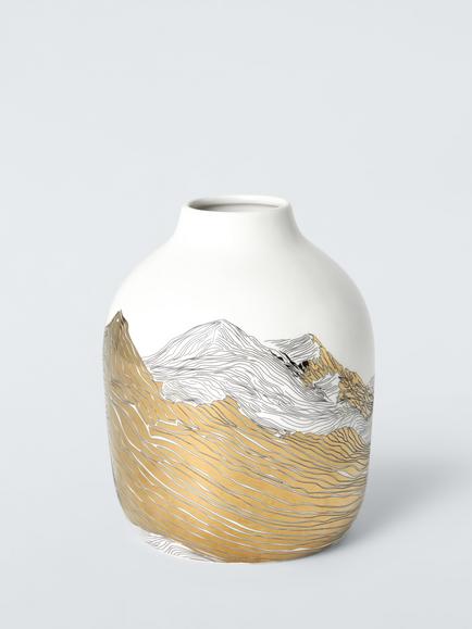 John Lewis Made by Care Peter Dyer 'Quiet Transformation' Fine China Vase, Gold, Gold