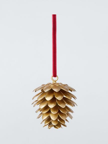John Lewis The Curator Metal Pine Cone Bauble, Gold, Gold