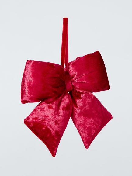 John Lewis Curate & Collect Velvet Bow Tree Decoration, Red, Red Burgundy