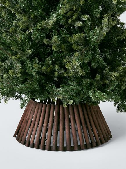 John Lewis Slatted Wood Christmas Tree Skirt, Brown, Brown