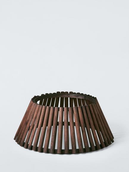 John Lewis Slatted Wood Christmas Tree Skirt, Brown - view 2, Brown