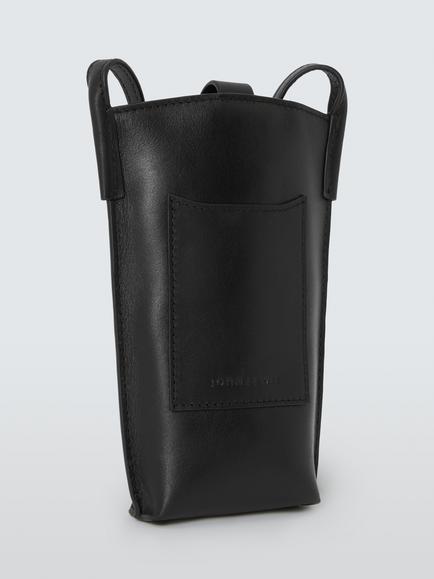 John Lewis Leather Phone Bag, Black - view 2, Black