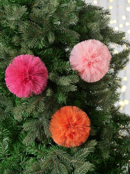 John Lewis Pom Pom Pick Decorations, Box of 3, Multi - view 2, Multi
