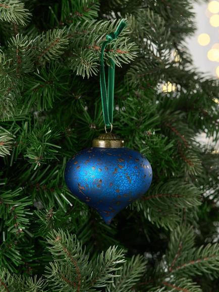 John Lewis The Curator, Onion Crackle Bauble, Blue - view 2, Blue
