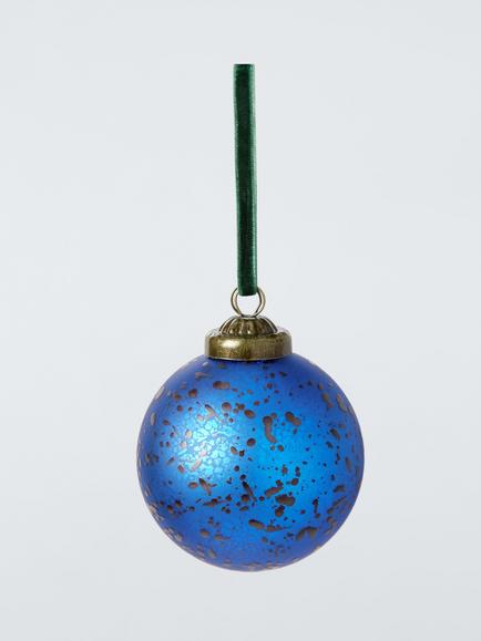 John Lewis The Curator, Round Crackle Bauble, Blue, Blue
