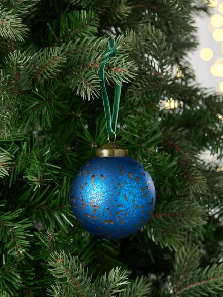 John Lewis The Curator, Round Crackle Bauble, Blue - view 2, Blue