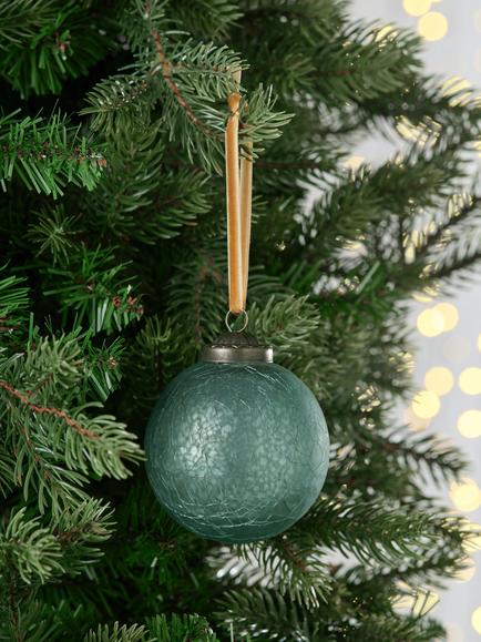 John Lewis The Connoisseur Crackle Bauble, Green - view 2, Green