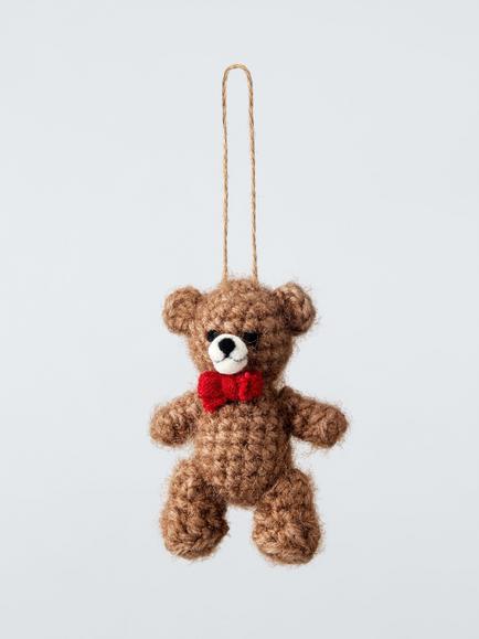 John Lewis The Cherisher Felt Bow Bear Tree Decoration, Brown, Brown