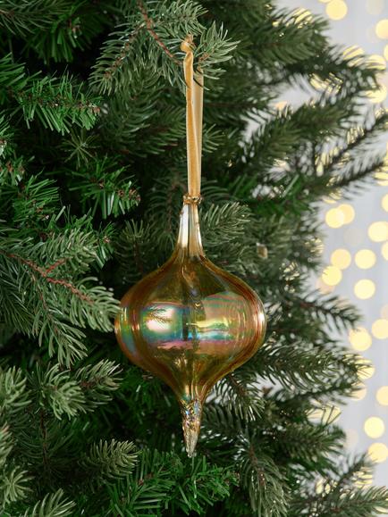 John Lewis The Connoisseur Decorated Onion Bauble, Iridescent - view 2, Iridescent