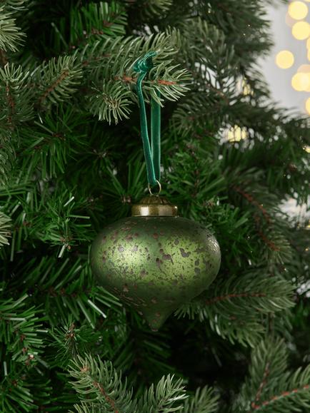 John Lewis The Curator Onion Crackle Bauble, Green - view 2, Green