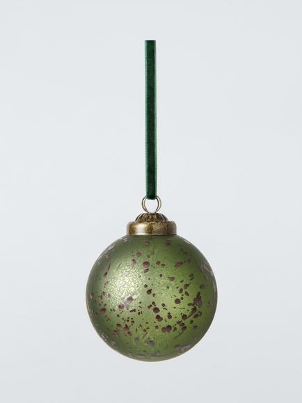 John Lewis The Curator Round Crackle Bauble, Green, Green