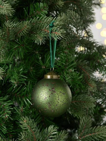 John Lewis The Curator Round Crackle Bauble, Green - view 2, Green