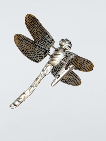 John Lewis The Curator Dragonfly Clip On Tree Decoration, Gold - view 2, Gold