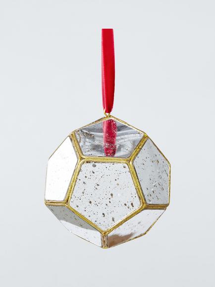 John Lewis The Curator Metal Faceted Mirror Bauble, Gold, Multi