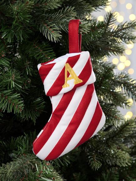 John Lewis Mini Stripe Alphabet Stocking - view 2, A