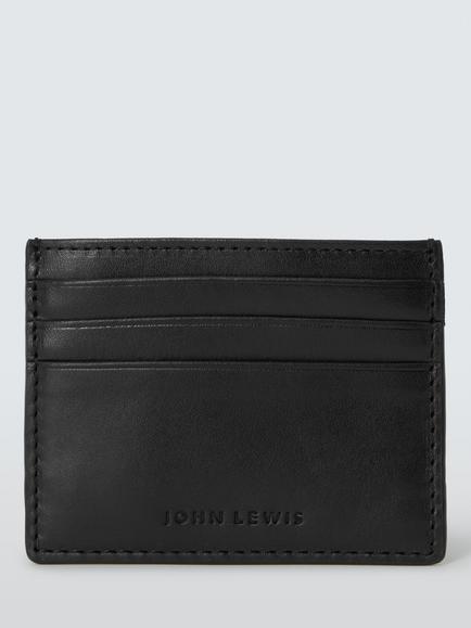 John Lewis Slim Leather Card Holder, Black, Black