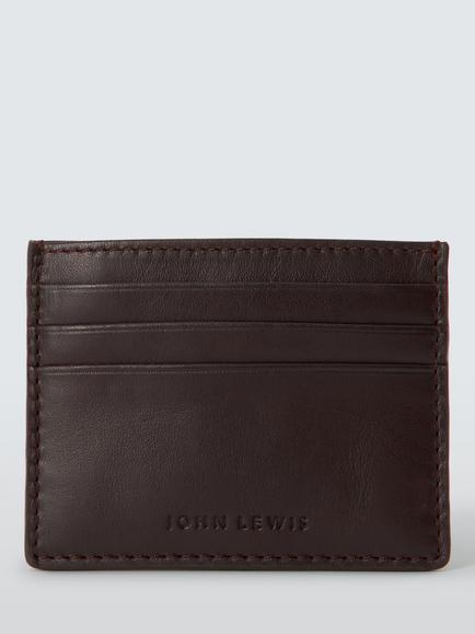 John Lewis Slim Leather Card Holder, Choc, Choc