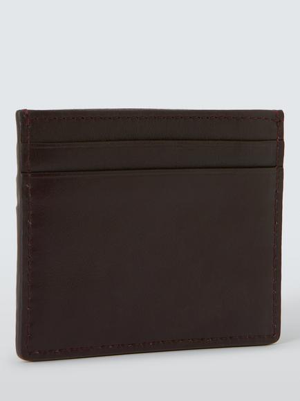 John Lewis Slim Leather Card Holder, Choc - view 2, Choc