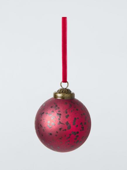 John Lewis The Curator Round Crackle Bauble, Red, Red