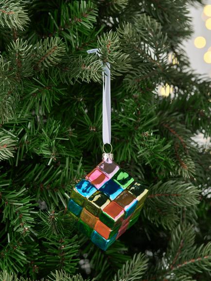 John Lewis The Enthusiast Retro Puzzle Cube Bauble, Multi - view 2, Multi