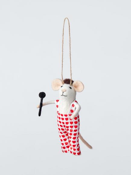 John Lewis The Cherisher Felt Pop Star Mouse Tree Decoration, Multi, Multi