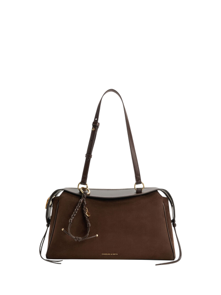 CHARLES & KEITH Hayden Medium Tote Bag, Espresso Brown, Espresso Brown