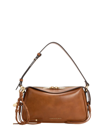 CHARLES & KEITH Mini Hayden Shoulder Bag, Distressed Tan