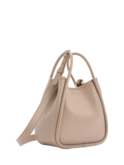 CHARLES & KEITH Lyla Mini Tubular Slouchy Faux Leather Tote Bag, Taupe, Taupe