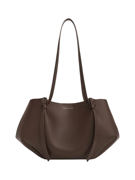 CHARLES & KEITH Calla Tote Bag, Espresso Brown, Espresso Brown