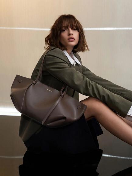 CHARLES & KEITH Calla Tote Bag, Espresso Brown - view 2, Espresso Brown