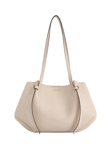 CHARLES & KEITH Calla Faux Leather Tote Bag, Oat