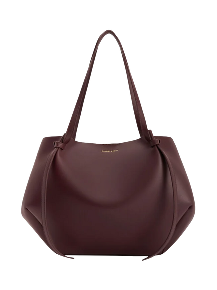 CHARLES & KEITH XL Calla Tote Bag, Winterberry Red, Winterberry Red