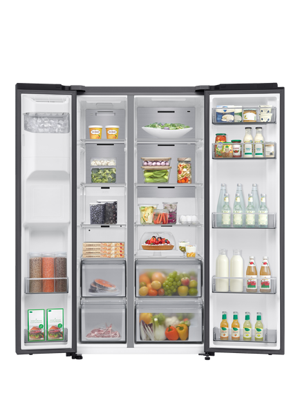 Samsung OUTLET Series 7 RS70F66KCTEU Freestanding 65/35 Smart American Fridge Freezer with SpaceMax™, Like New, Black - view 2, Black
