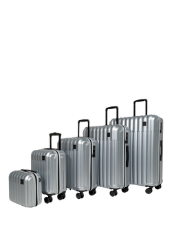 Rock Luna 5-Piece 8-Wheel Suitcase Set, Silver