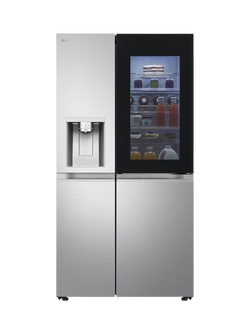 LG OUTLET InstaView GSXE91BSAD Freestanding 60/40 Non-Plumbed American Fridge Freezer, Like New, Silver, Silver